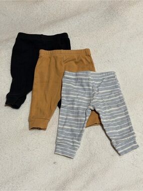 3-Pack Baby Sweatpants Set - Black, Mustard, Gray Stripe